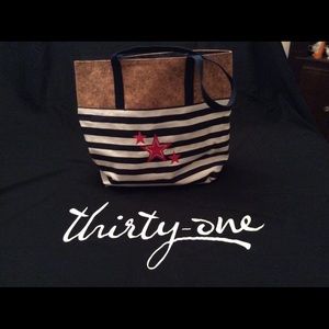 Getaway Tote in Cabana Stripe w/ red/white stars